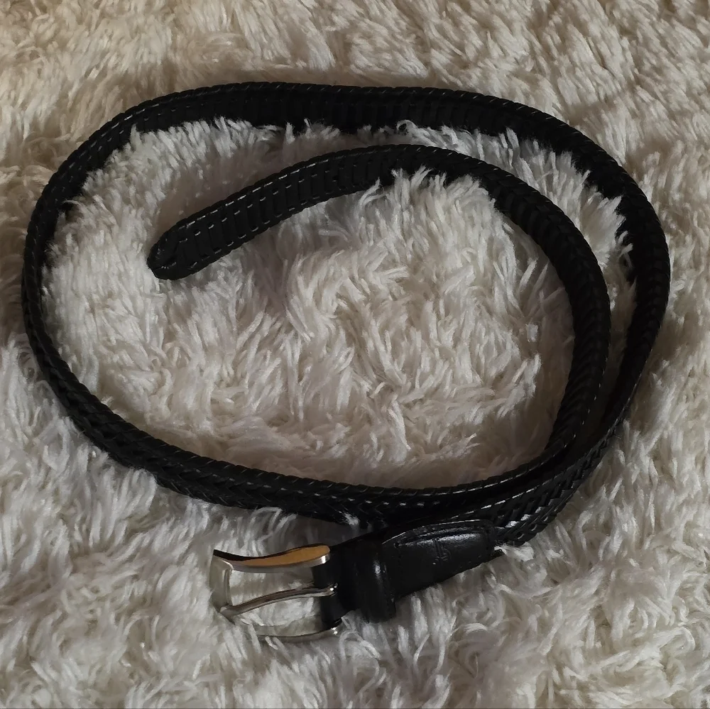 DOCKERS Black Braided Belt with Silver Buckle Sz. 40